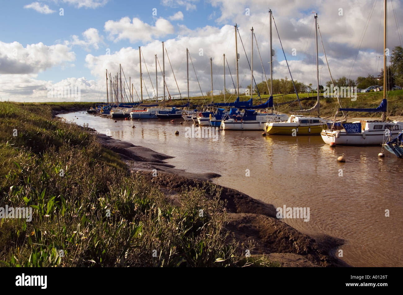 Yachts amarrés à Lytham Creek Lytham St Annes Lancashire Banque D'Images