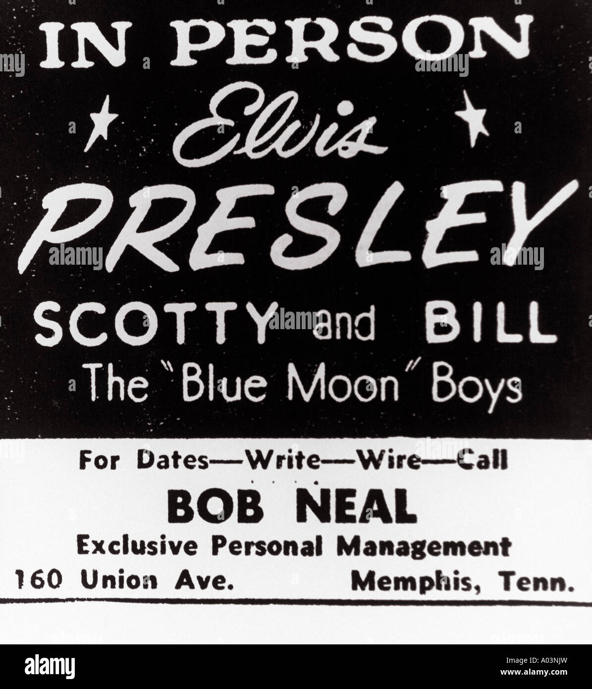 ELVIS PRESLEY 1950 poster pour Elvis et son groupe de soutien Banque D'Images ELVIS PRESLEY 1950 poster pour Elvis et son groupe de soutien Banque D'Images