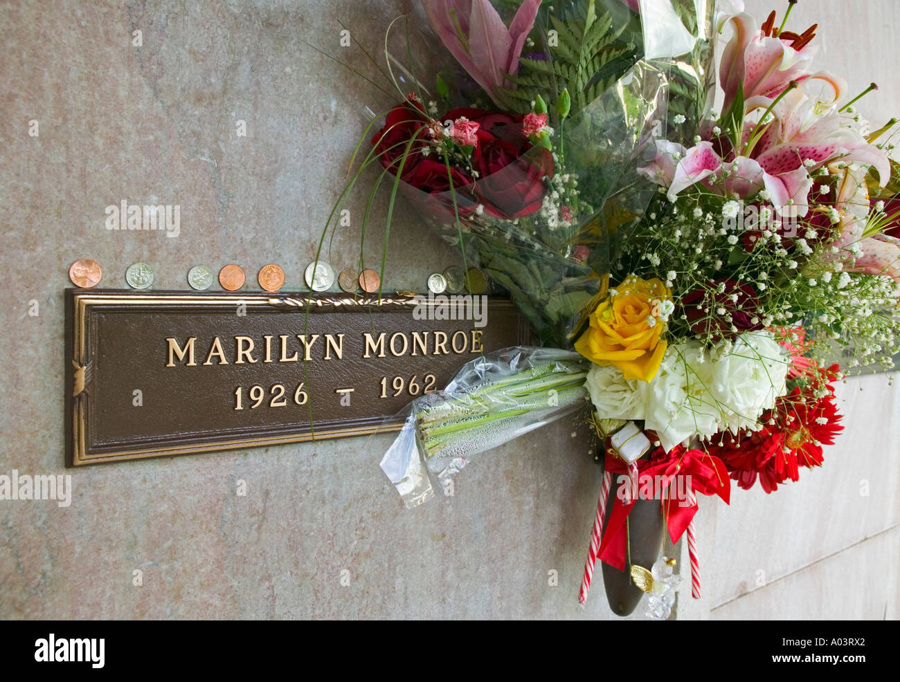 Tombe de Marilyn Monroe, Westwood Memorial Park, à Los Angeles, USA Banque D'Images