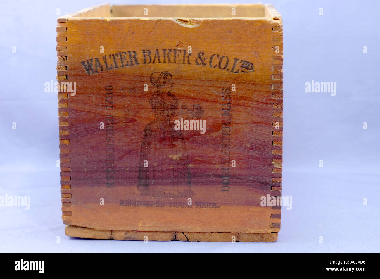 Boîte en bois ancien utilisé pour expédier le chocolat au cours de la fin du xixe siècle et au début du xxe siècle Banque D'Images