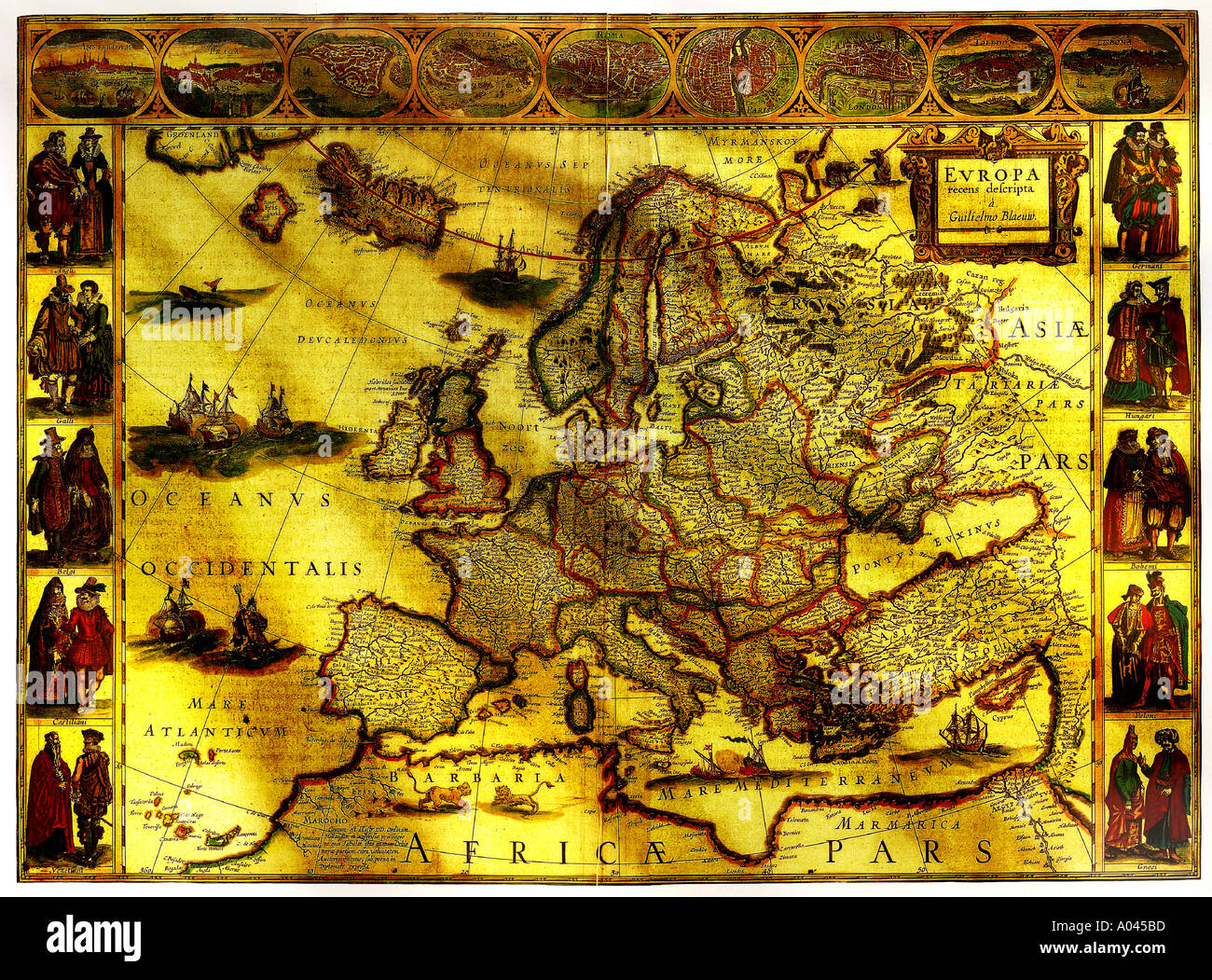 Carte antique de l'Europe Banque D'Images