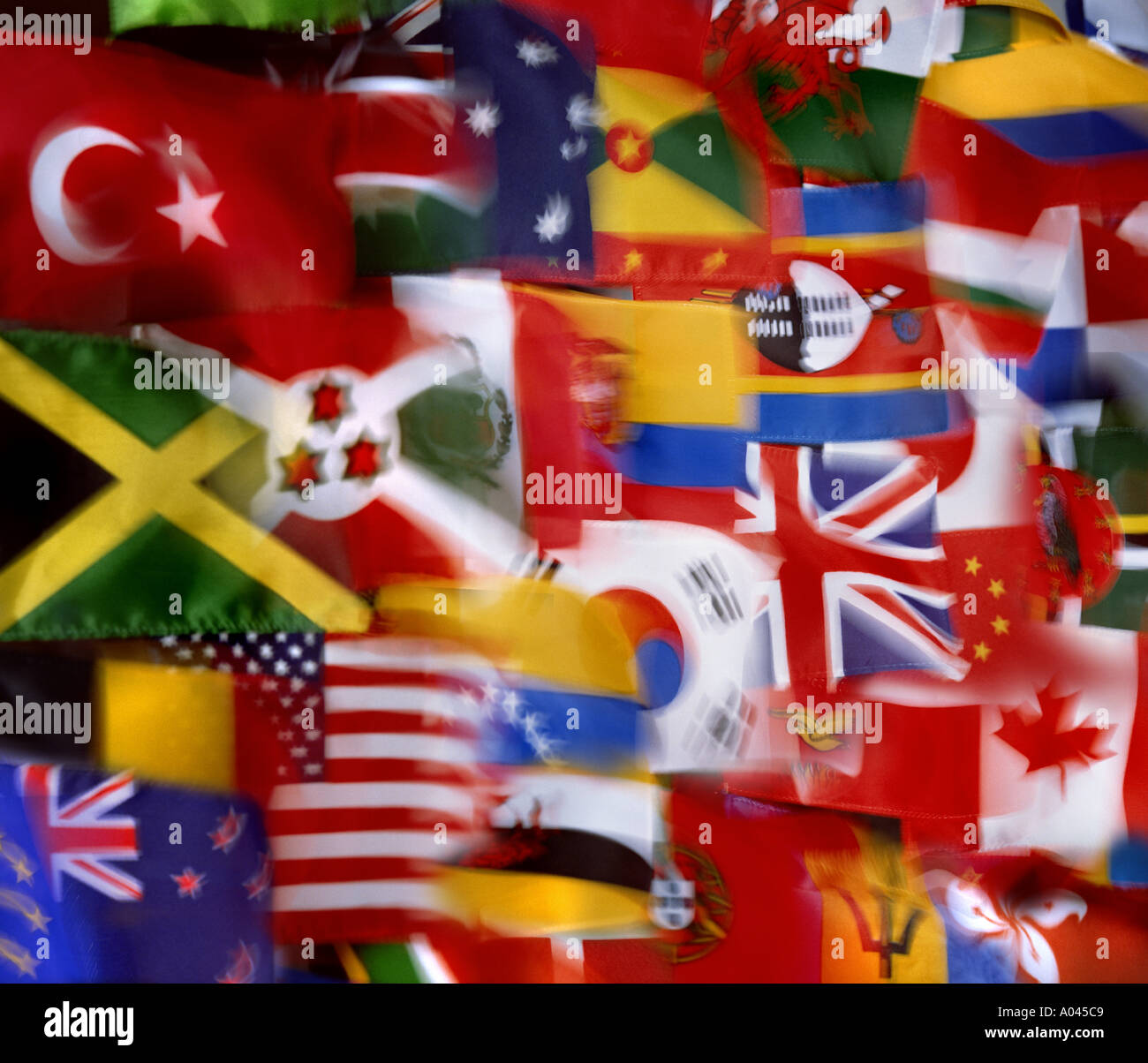 Drapeaux du monde drapeaux nationaux montage Village Global Communication Banque D'Images