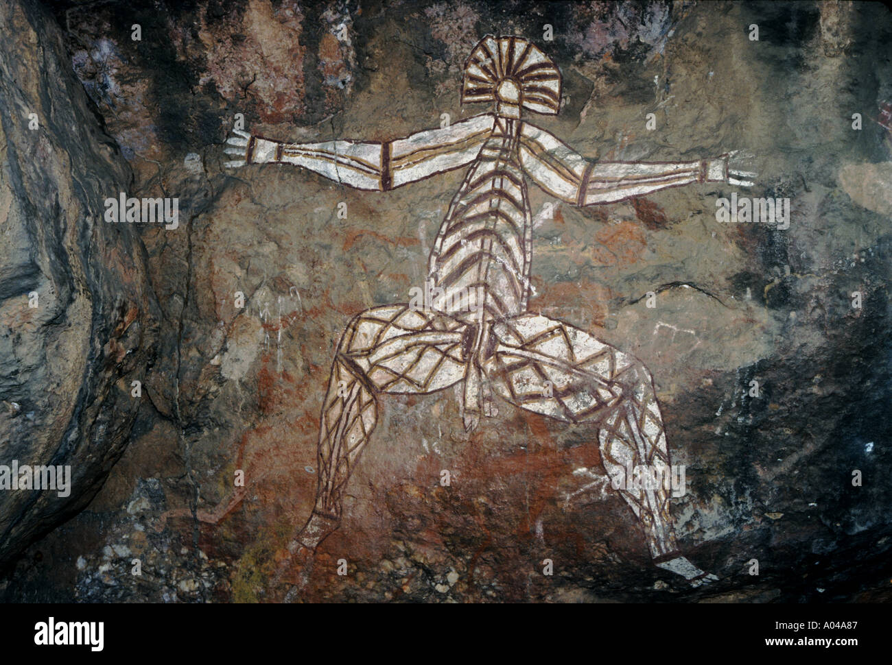Aboriginal art peinture rupestre Nourlangie Rock NT Australie Banque D'Images