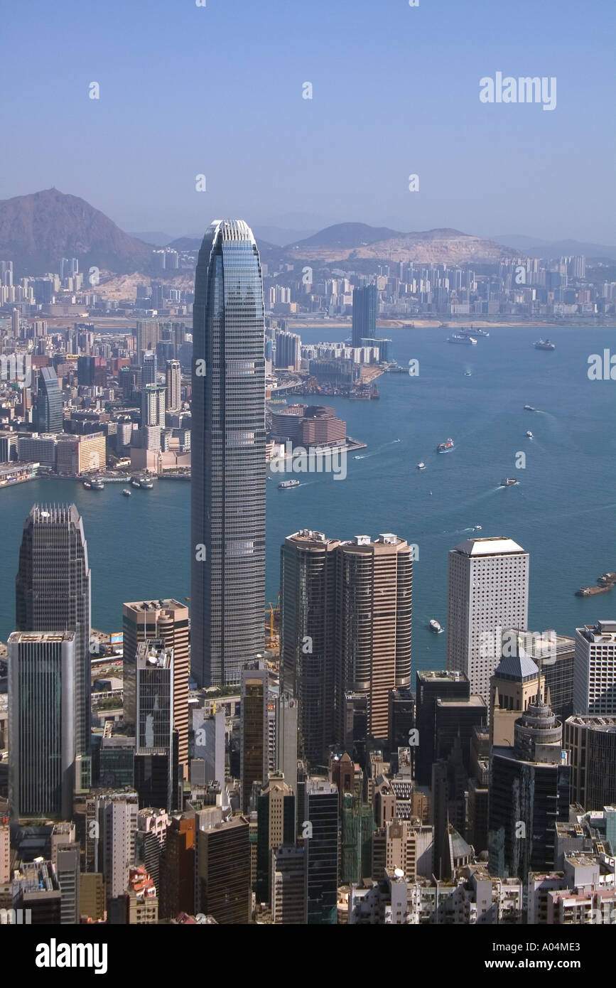 La SFI DH Bloc BUREAU CENTRAL DISTRICT tour gratte-ciel de HONG KONG Harbour Front construction sfi cityscape vue sur la ville de Peak Banque D'Images