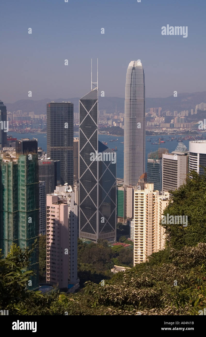 Dh Banque de Chine CENTRE DE HONG KONG SFI immeuble et gratte-ciel de bureau business financial centre tower skyline Banque D'Images