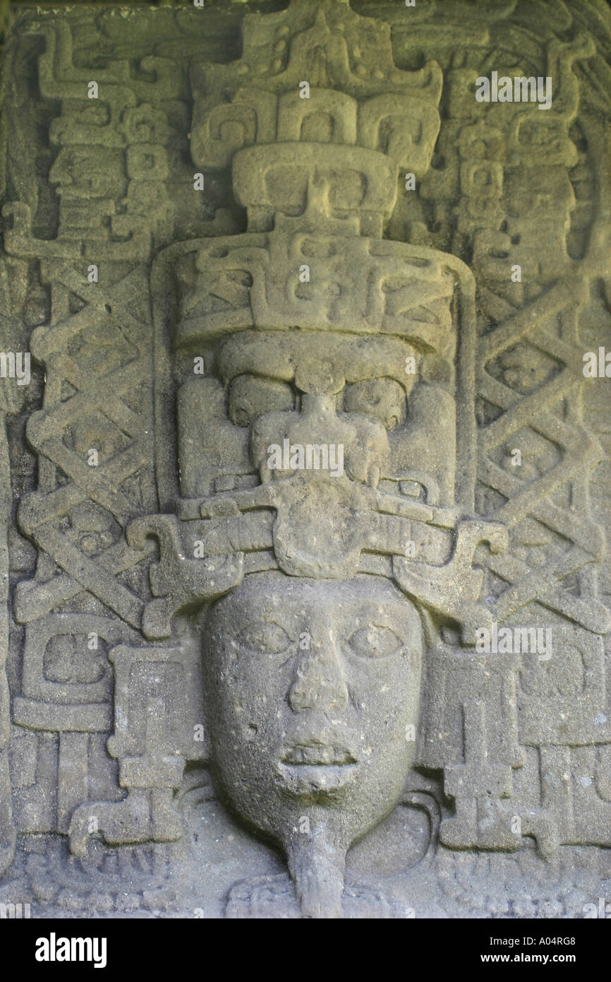 Le Guatemala. Quirigua. La sculpture maya Banque D'Images