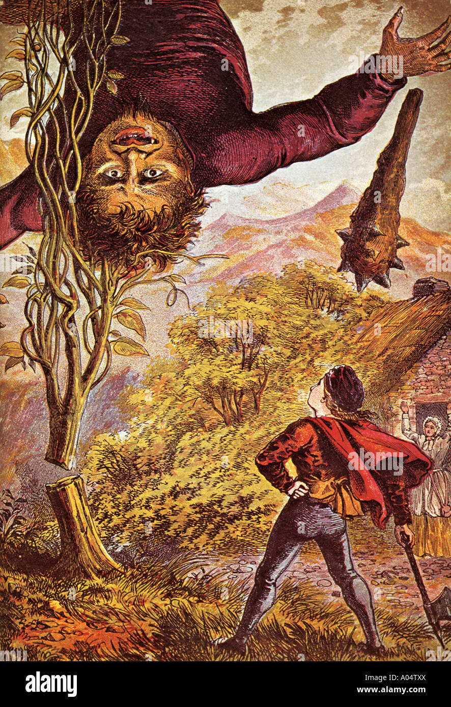 JACK et le haricot magique dans une illustration de livre de 1871 Banque D'Images