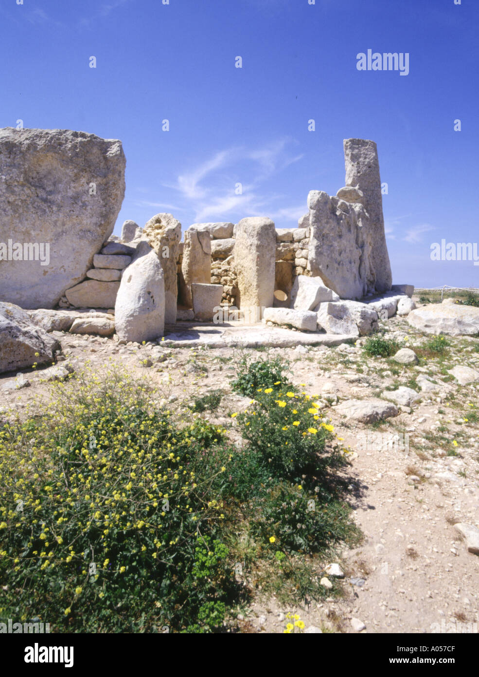 dh site du patrimoine mondial de l'UNESCO HAGAR QIM MALTE Temple néolithique ruines grès dalles mégalithique europe préhistorique Banque D'Images
