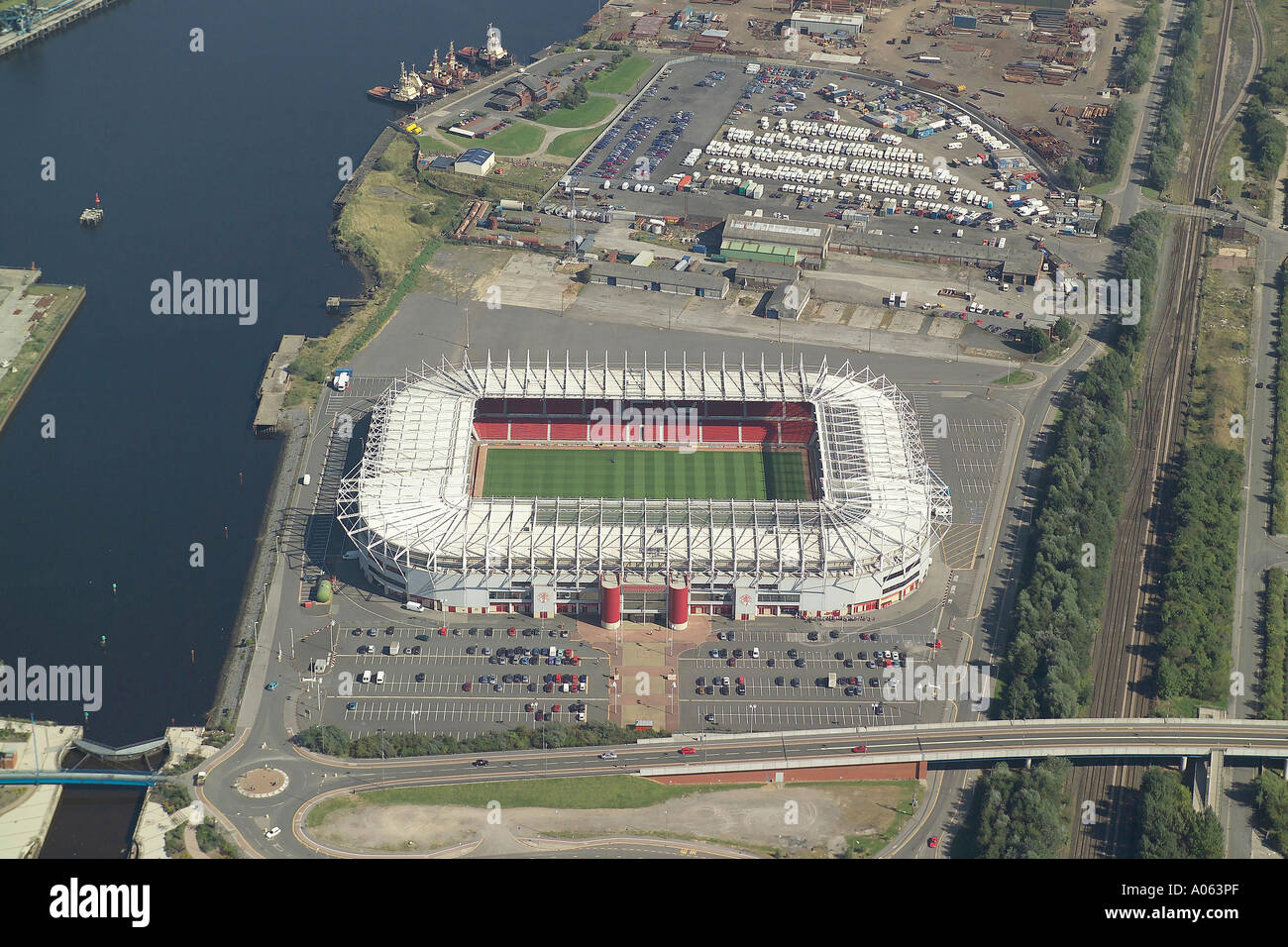 Vue aérienne de Middlesbrough Football Club également connu sous le nom de Stade Riverside, qui est le foyer de l'Ordonnance relative à la Banque D'Images