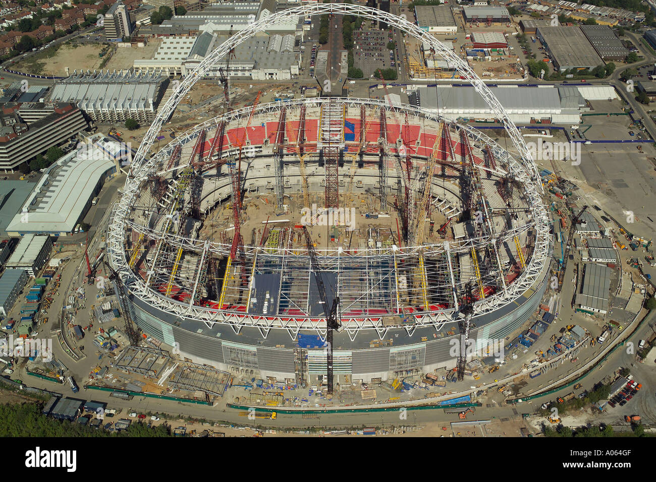 Vue aérienne du nouveau stade de Wembley en construction dans le Grand Londres Banque D'Images