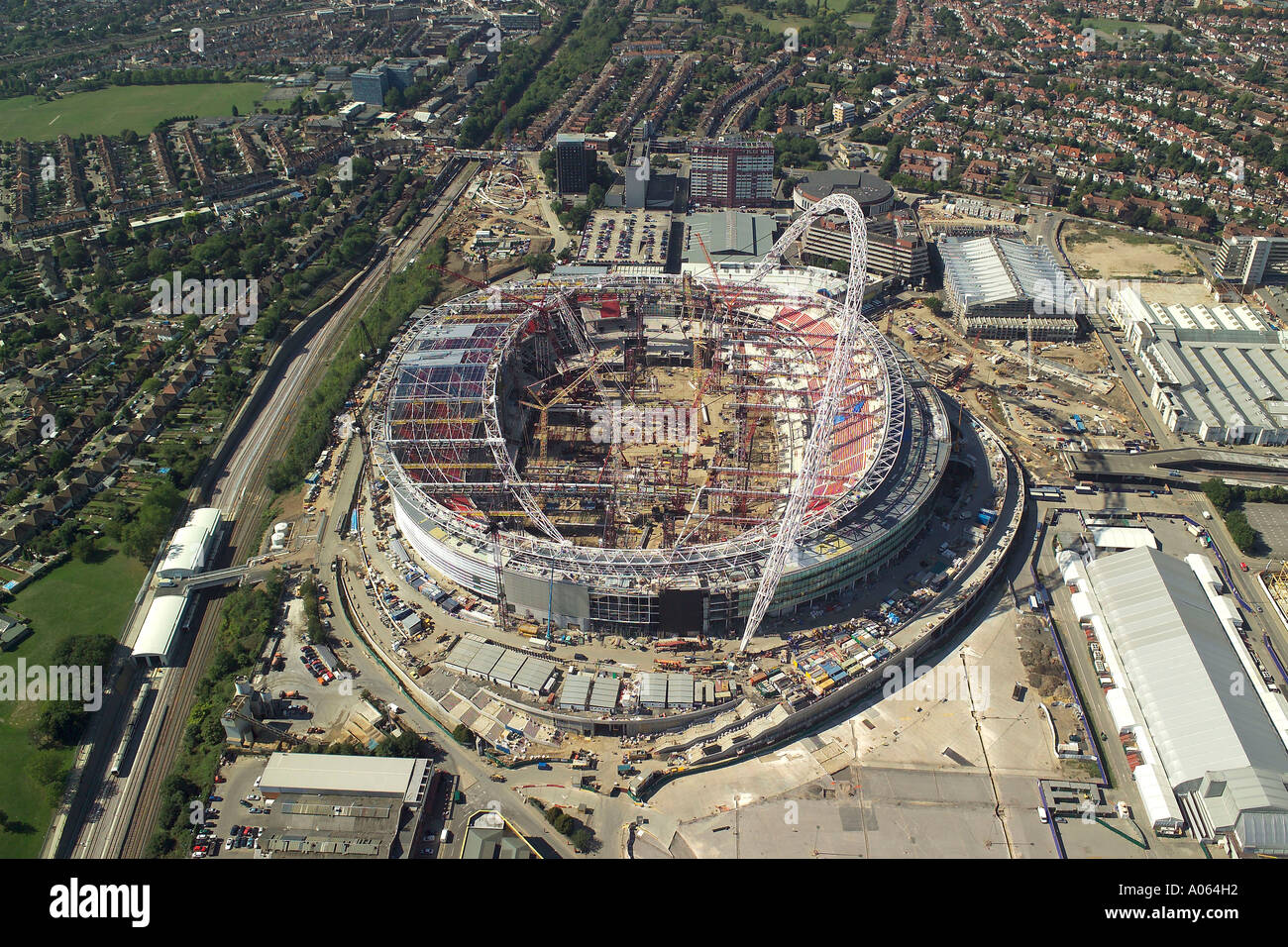 Vue aérienne du nouveau stade de Wembley en construction dans le Grand Londres Banque D'Images