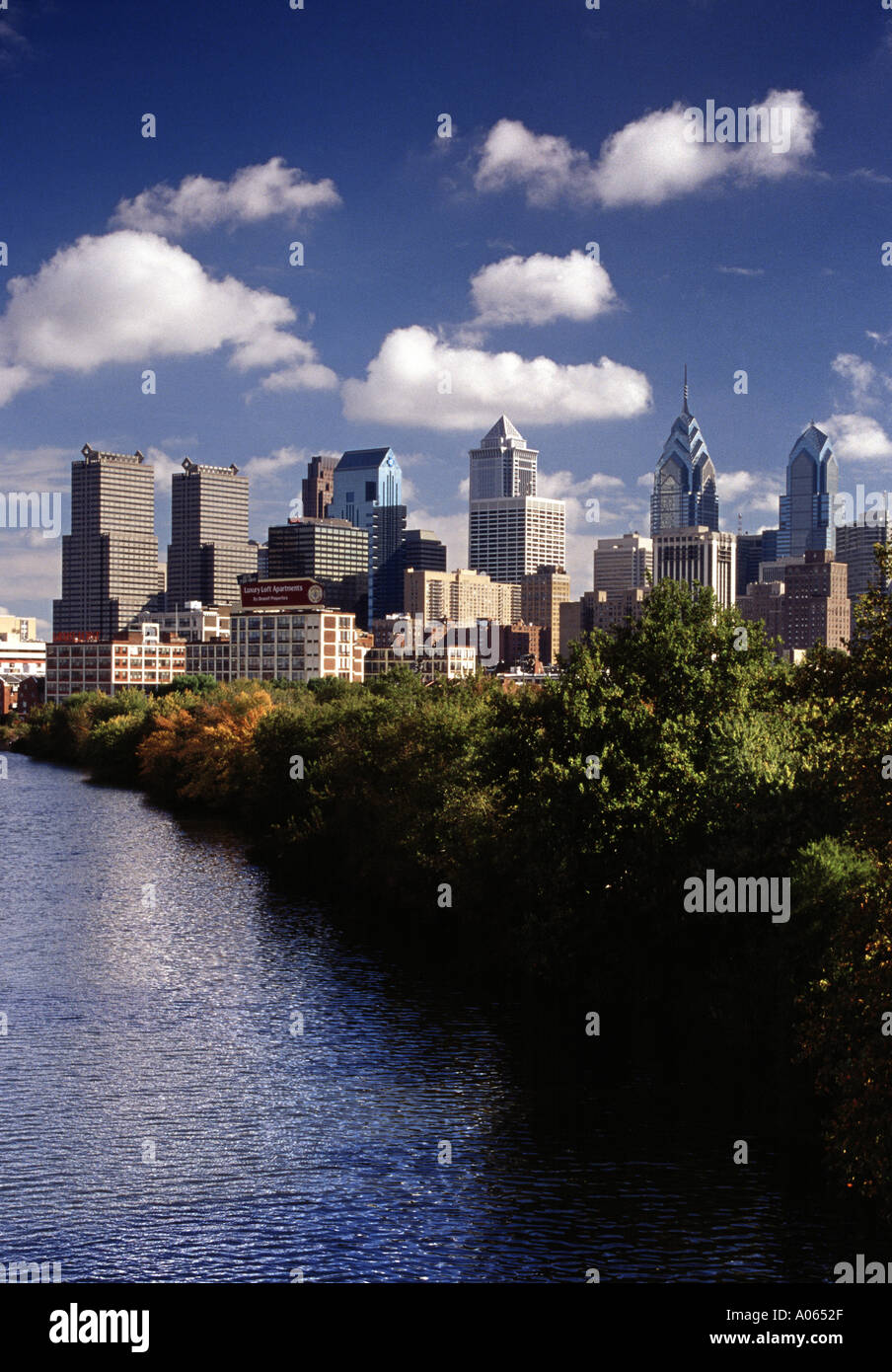 Voir l'horizon de la rivière Schuykill de Philadelphia Pennsylvania USA Banque D'Images