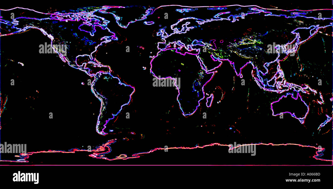 Carte du monde dans le néon Banque D'Images