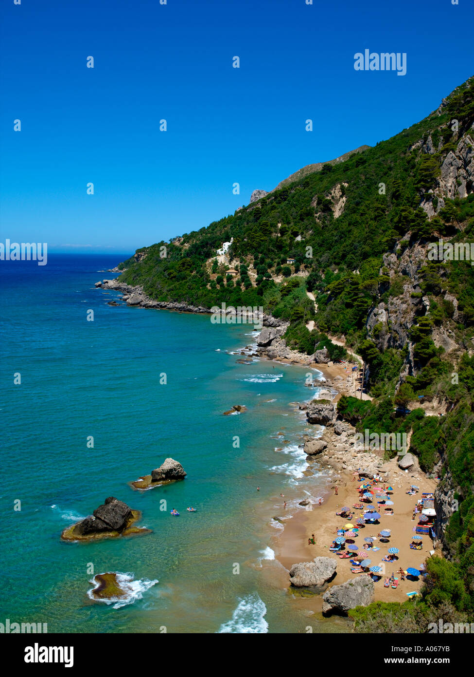 L'île de Corfou, plage de Myrtiotissa Banque D'Images