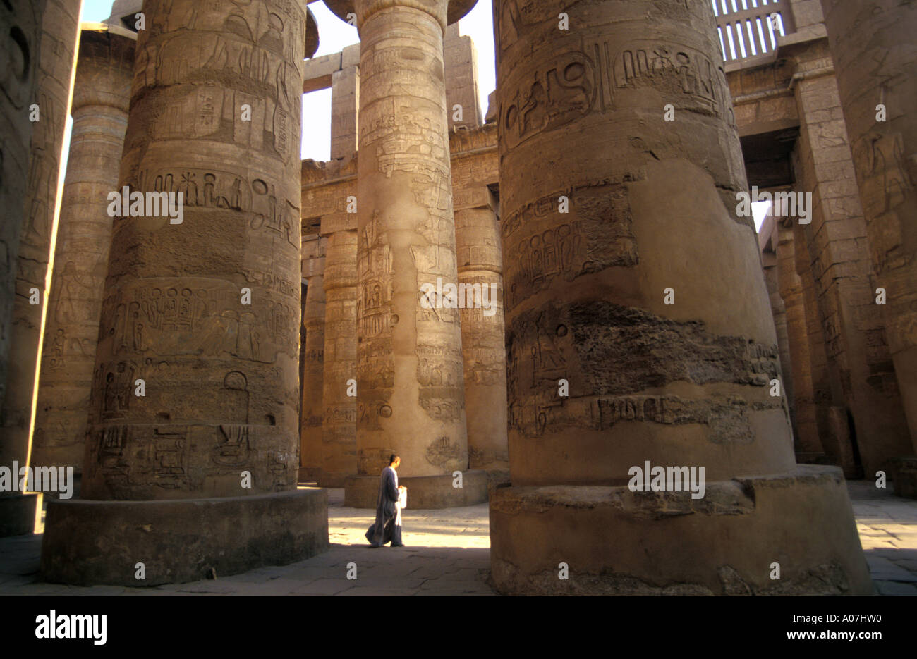 La salle hypostyle du Temple de Karnak, Egypte Banque D'Images