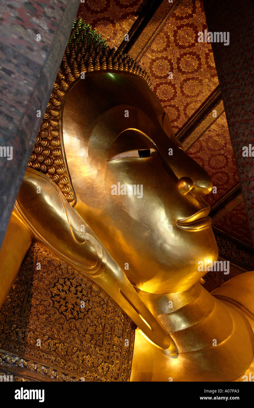 Le Bouddha couché du Wat Pho Bangkok 3 Banque D'Images