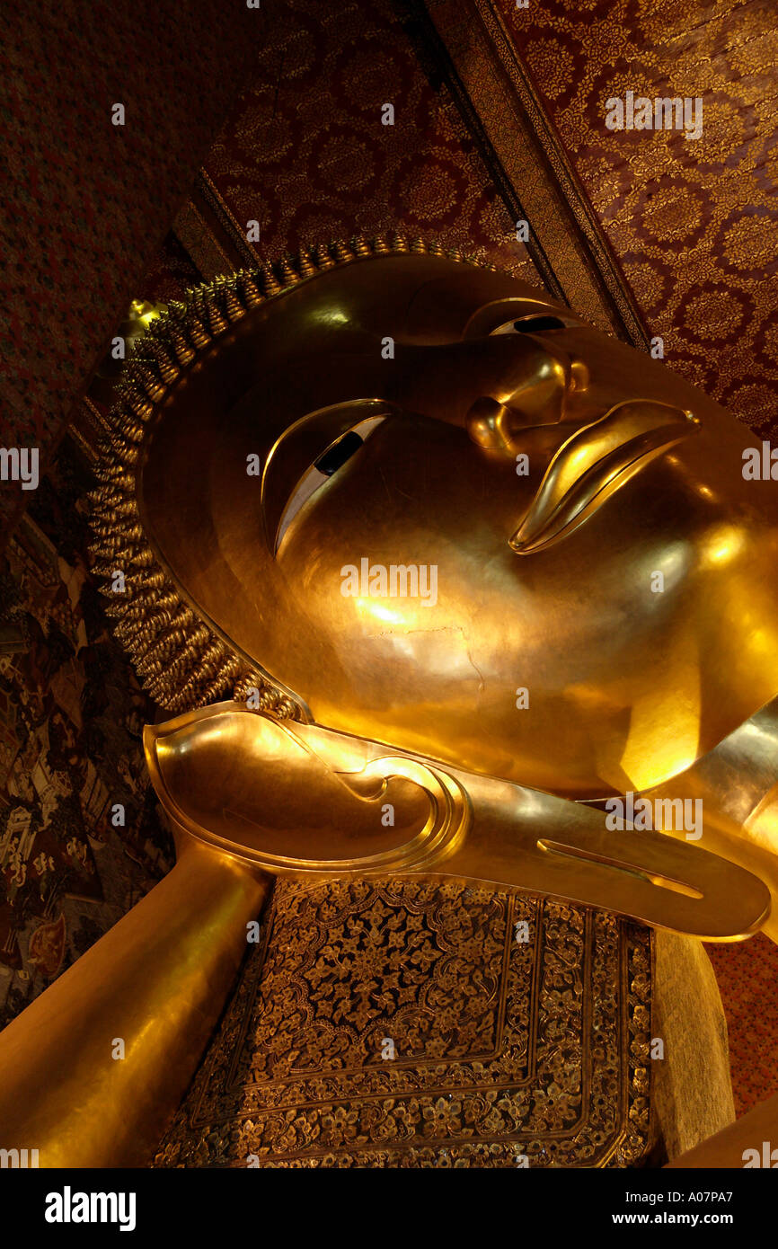 Le Bouddha couché du Wat Pho Bangkok 4 Banque D'Images
