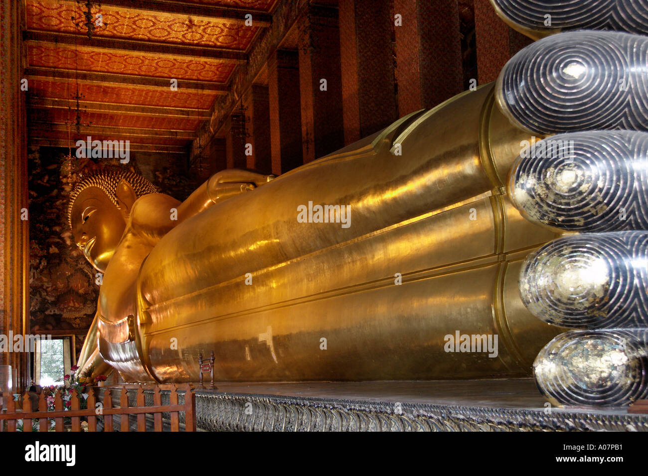 Le Bouddha couché du Wat Pho Bangkok 7 Banque D'Images