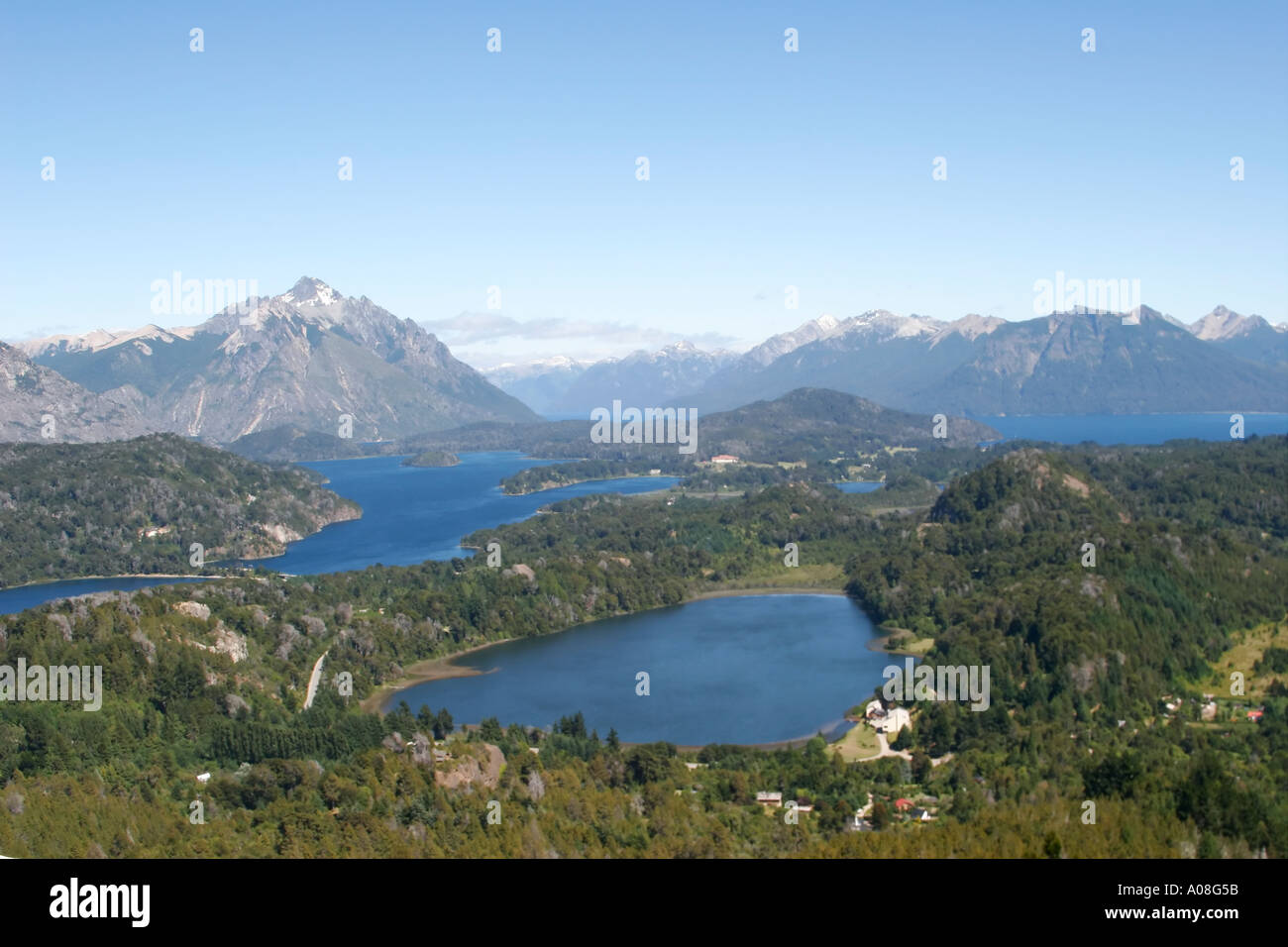 Vue du Lago Moreno et Lago Nahuel Huapi San Carlos de Bariloche Argentine Banque D'Images
