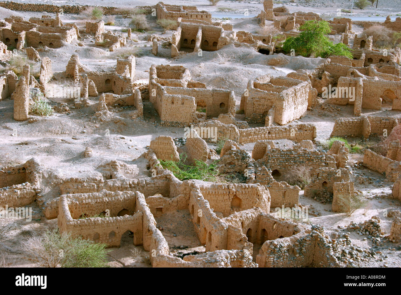 Ruinendorf Oman Wadi Tanuf, les ruines de l'ancien village de Tanuf Oman détruit pendant la guerre des années 50 Jebel s Banque D'Images