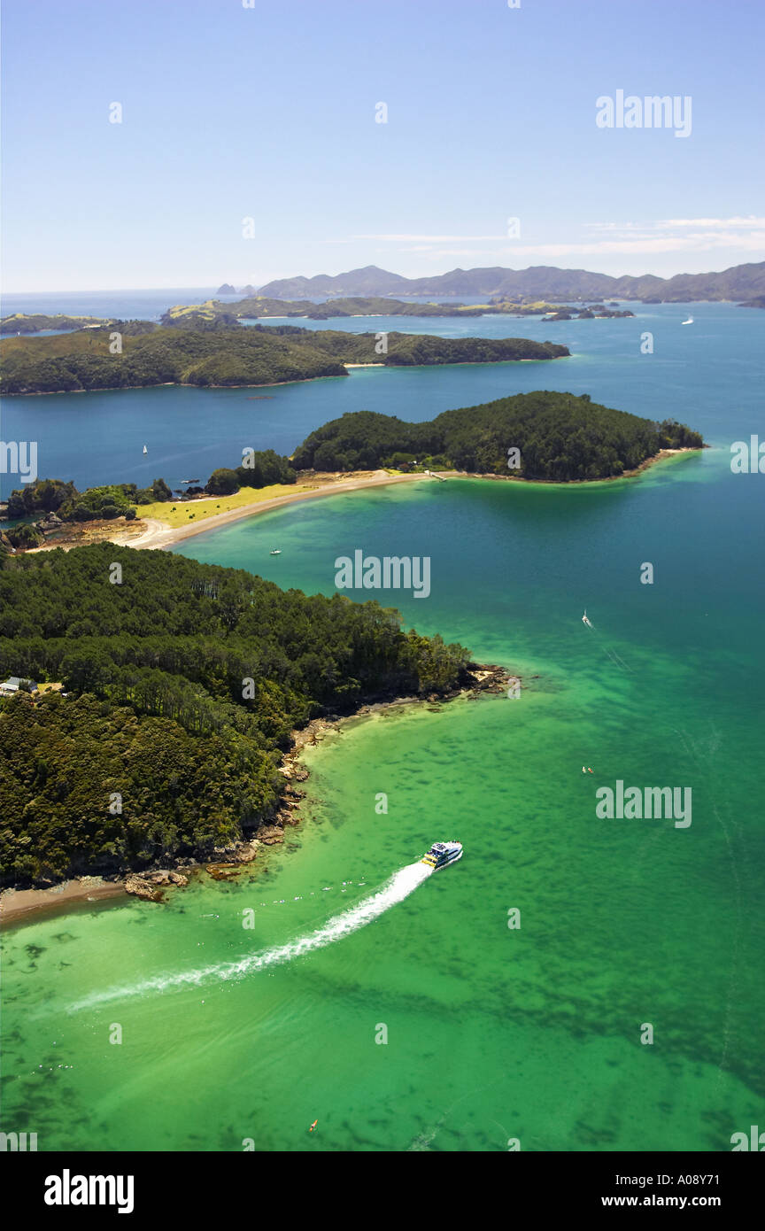 Motuarohia Roberton Island Bay of Islands, Northland Nouvelle-Zélande aerial Banque D'Images