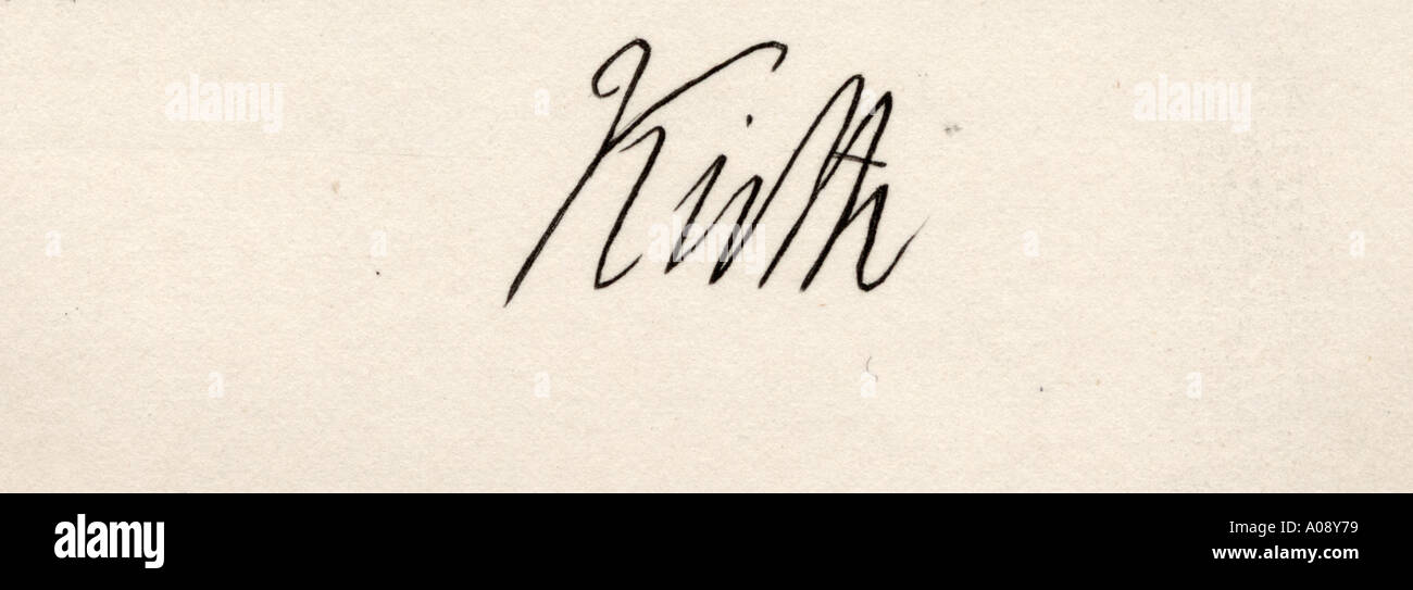 La signature de Lord Keith. L'amiral George Keith Elphinstone alias Lord Keith, le Vicomte Keith, 1746 - 1823. Banque D'Images