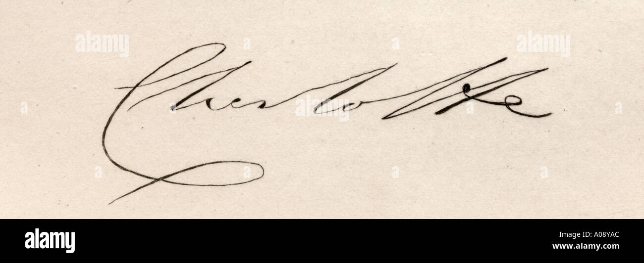 La signature de la princesse Charlotte Augusta de Galles, 1796 - 1817. Fille de George IV. Banque D'Images