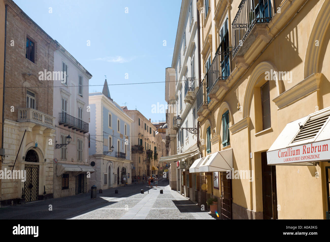 Rue de la vieille ville, Alghero, Sardaigne, Italie Banque D'Images