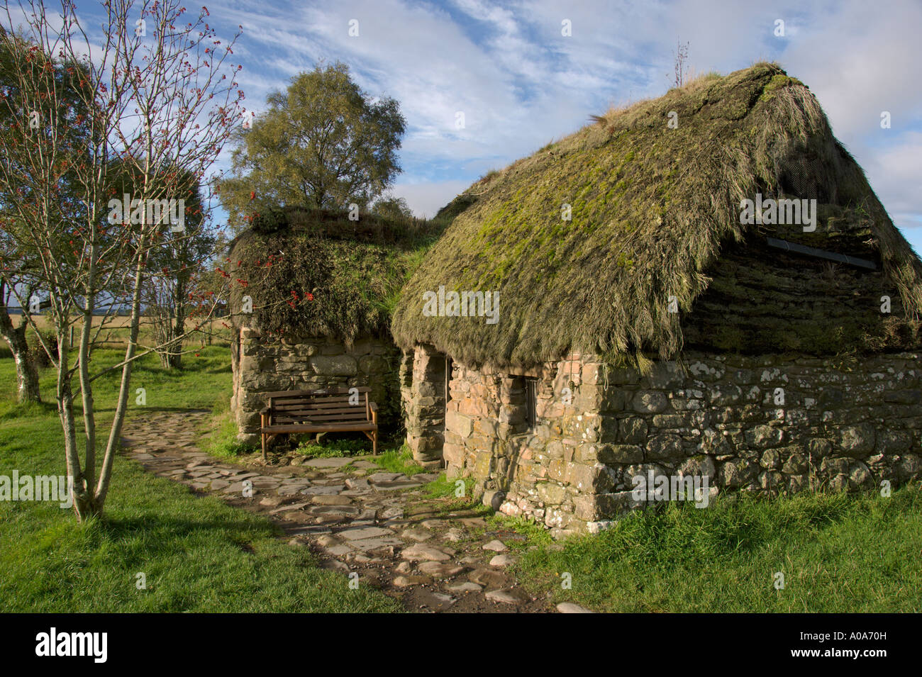 Vieille Leanach ferme sur le champ de bataille de Culloden utilisé par Bonnie Prince Charles Highlands écossais Inverness Banque D'Images