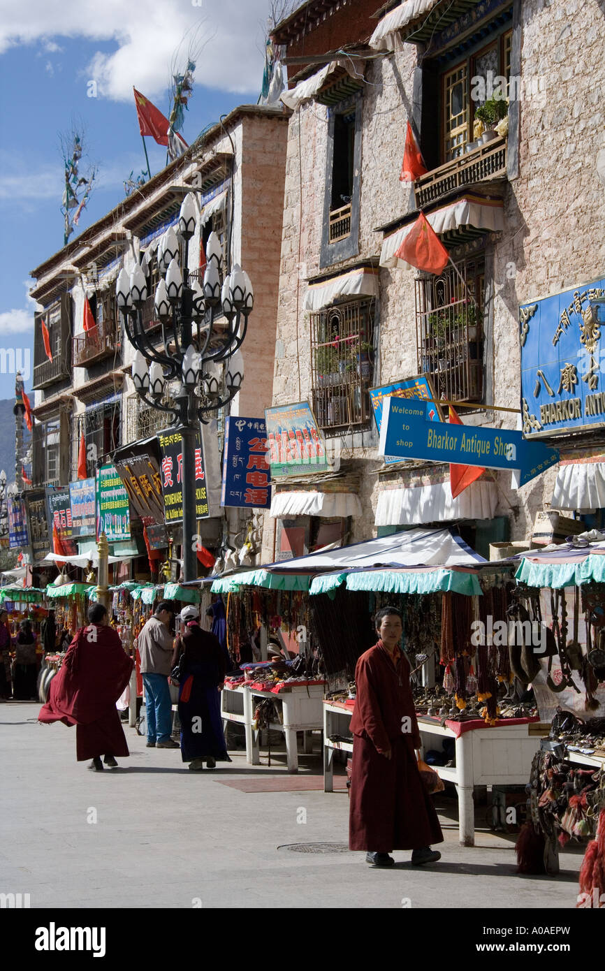 Le Barkhor à Lhassa dans la région autonome du Tibet en Chine Banque D'Images