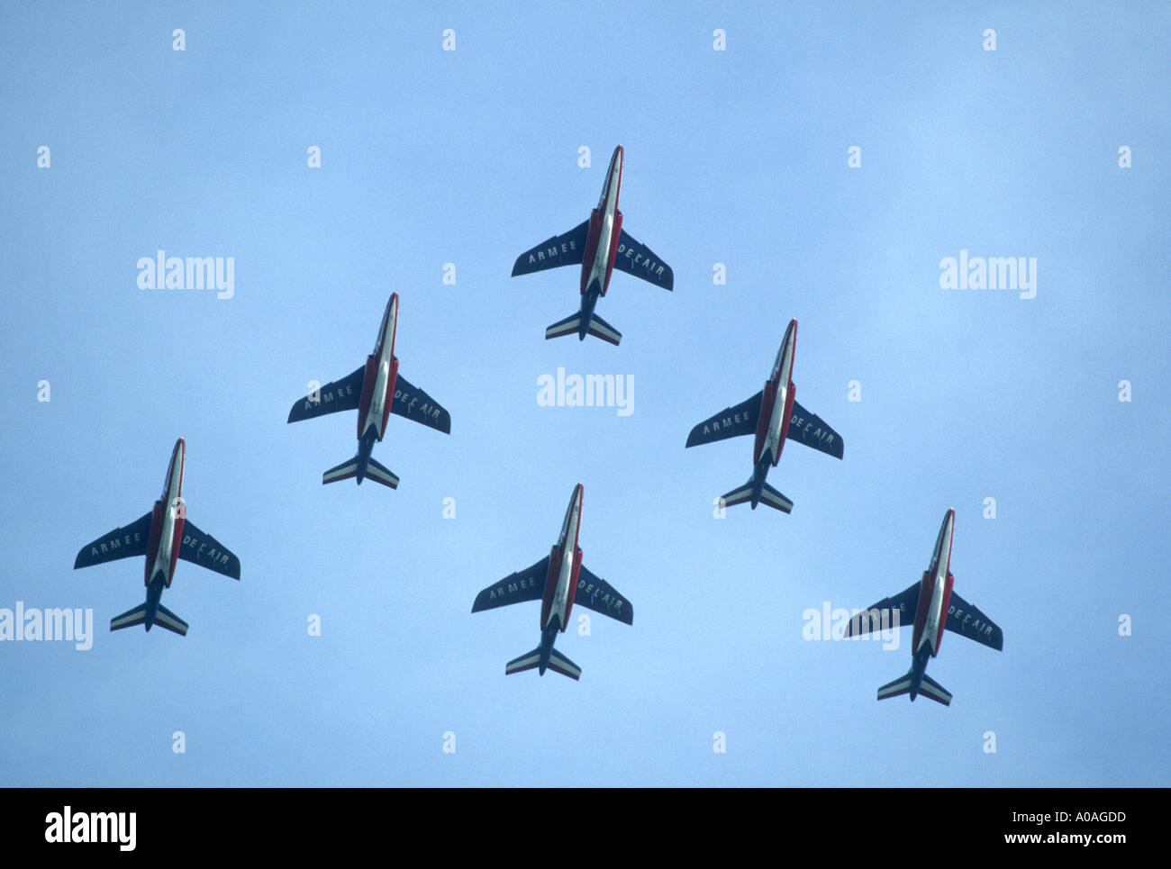 L'équipe de démonstration de la Patrouille de France en Dassault-Breguet/Dornier Alpha Jet. GAV 2091-86 Banque D'Images