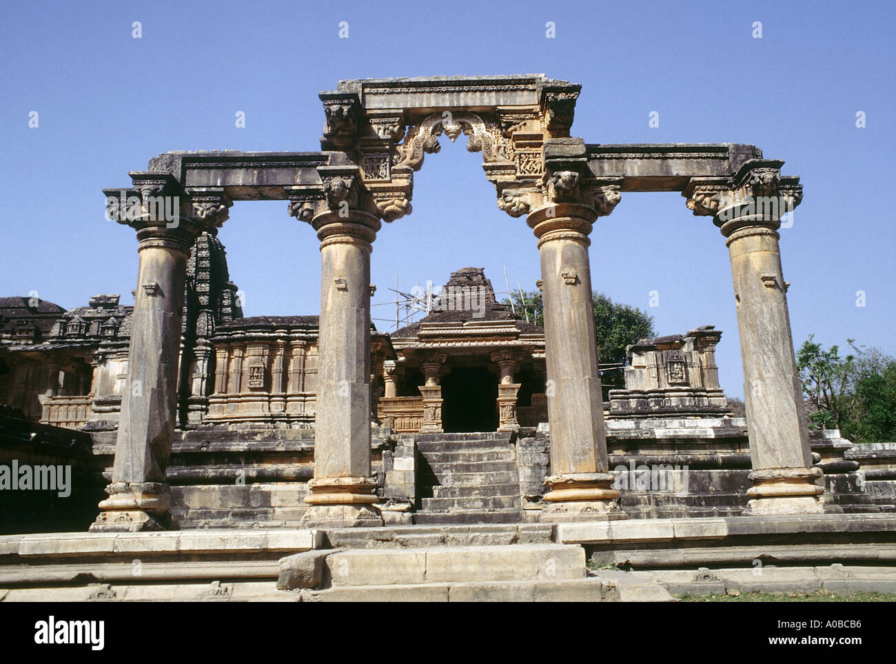 Vestiges de temples cadre de porte, Temple Sasbahu, également appelé le Mandir SAS-Bahu, temples SAS-Bahu, Temple Sahasrabahu ou temple Harisadanam Banque D'Images