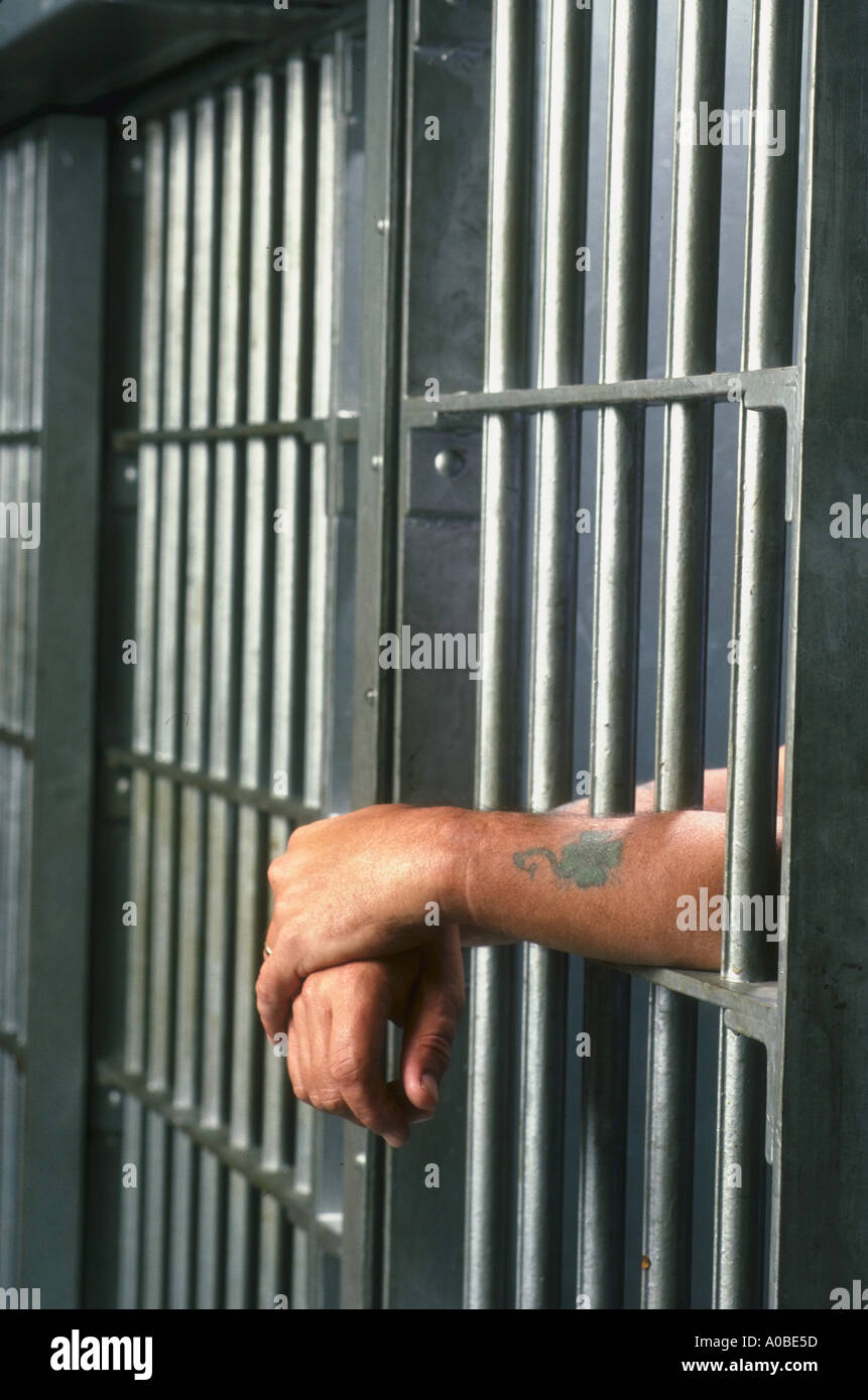 Prisoner in jail cell en Ohio Banque D'Images