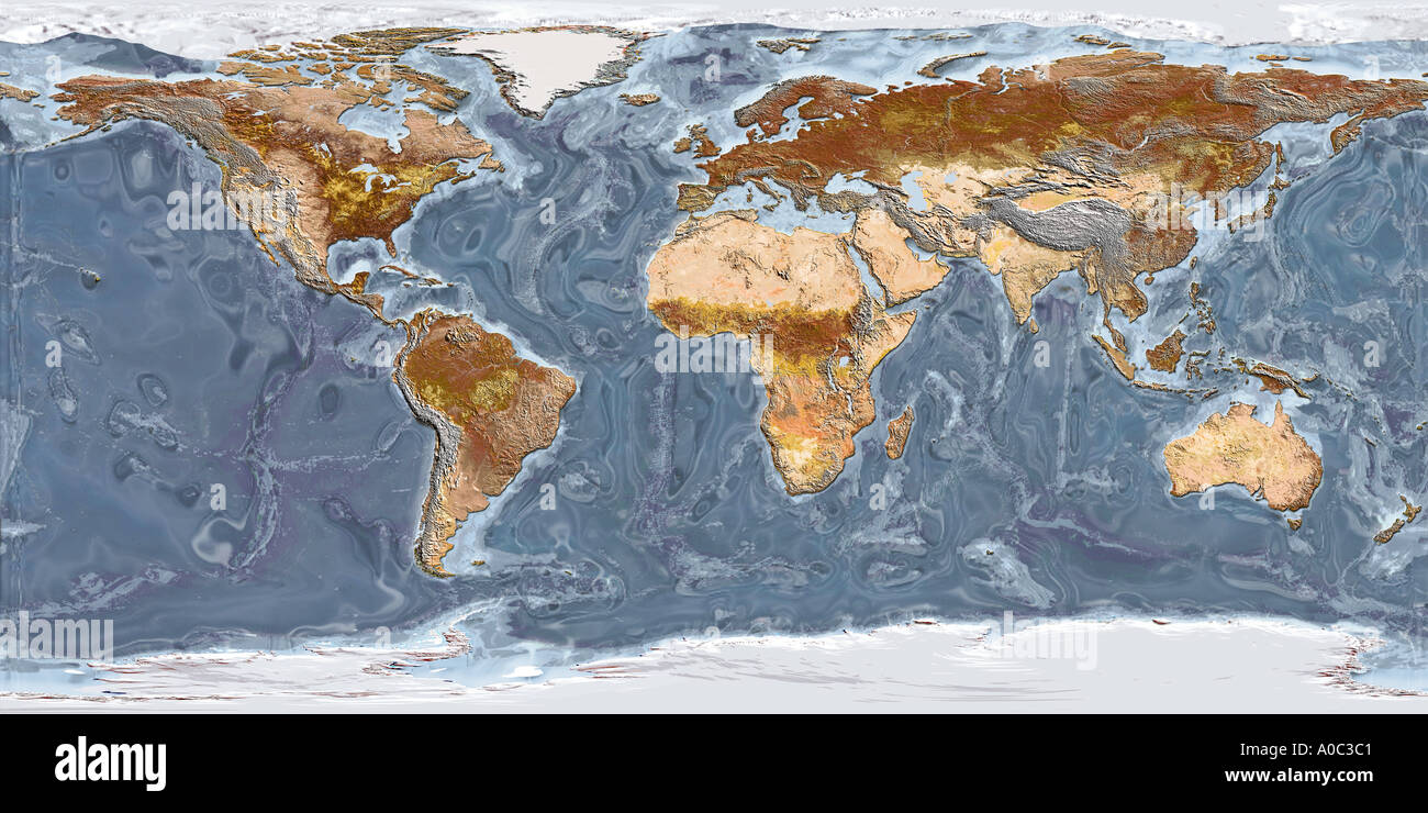 Image satellite du monde monde de la vue depuis l'espace Banque D'Images