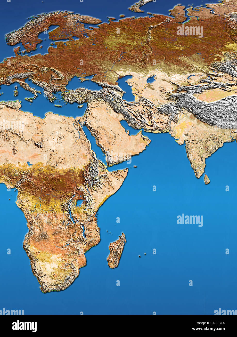 Image satellitaire du Sud Saoudite Europe Scandinavie Inde et l'Asie de l'Ouest Banque D'Images