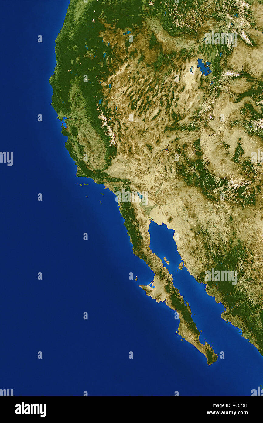 Image satellite de la côte ouest de l'united states à partir de l'espace Banque D'Images
