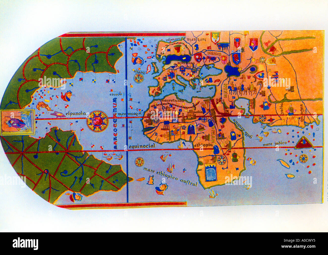 Carte Du Monde 1500 première à montrer Nord Banque D'Images