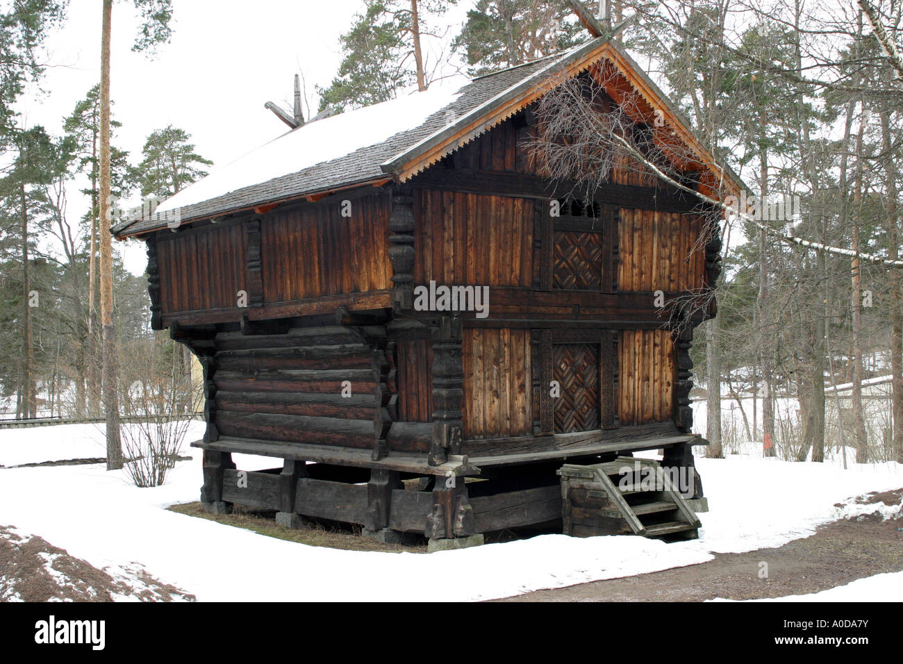 À l'intérieur de l'open air folk museum à Bygdoy Oslo Norvège Banque D'Images