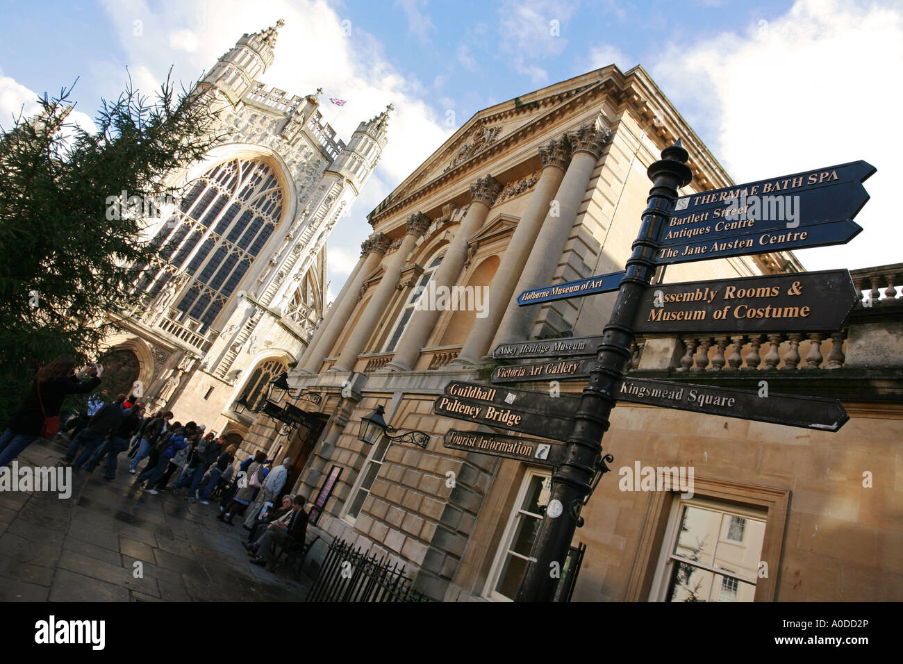Panneau touristique montre toutes les principales attractions touristiques de l'ancienne ville thermale romaine de Royal Bath dans le Somerset England UK GO Europe EU Banque D'Images