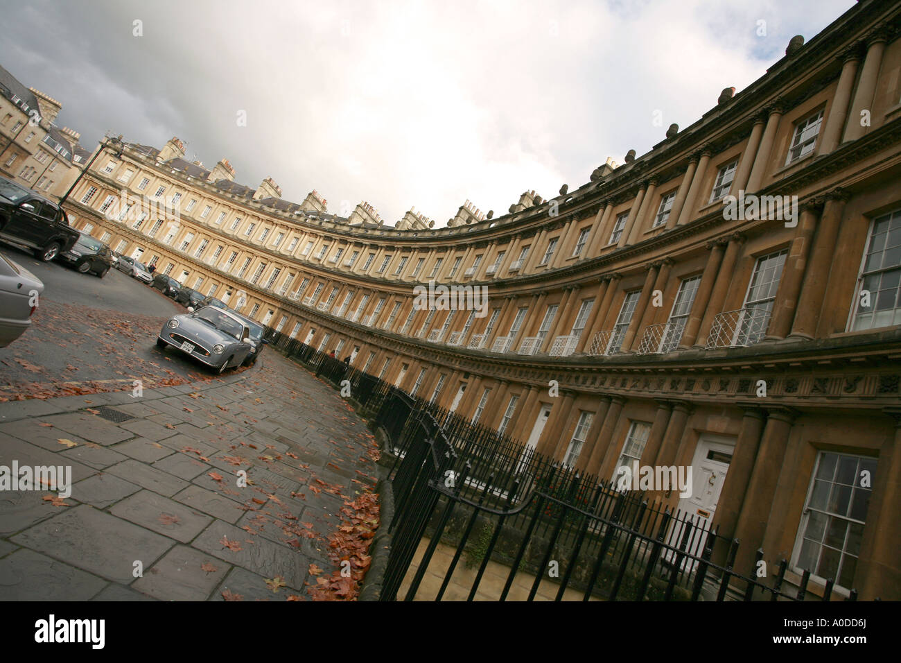 Célèbre Cirque crescent panneaux maisons de ville géorgiennes dans Royal Bath ville thermale romaine ancienne Angleterre Somerset UK GO Europe Banque D'Images