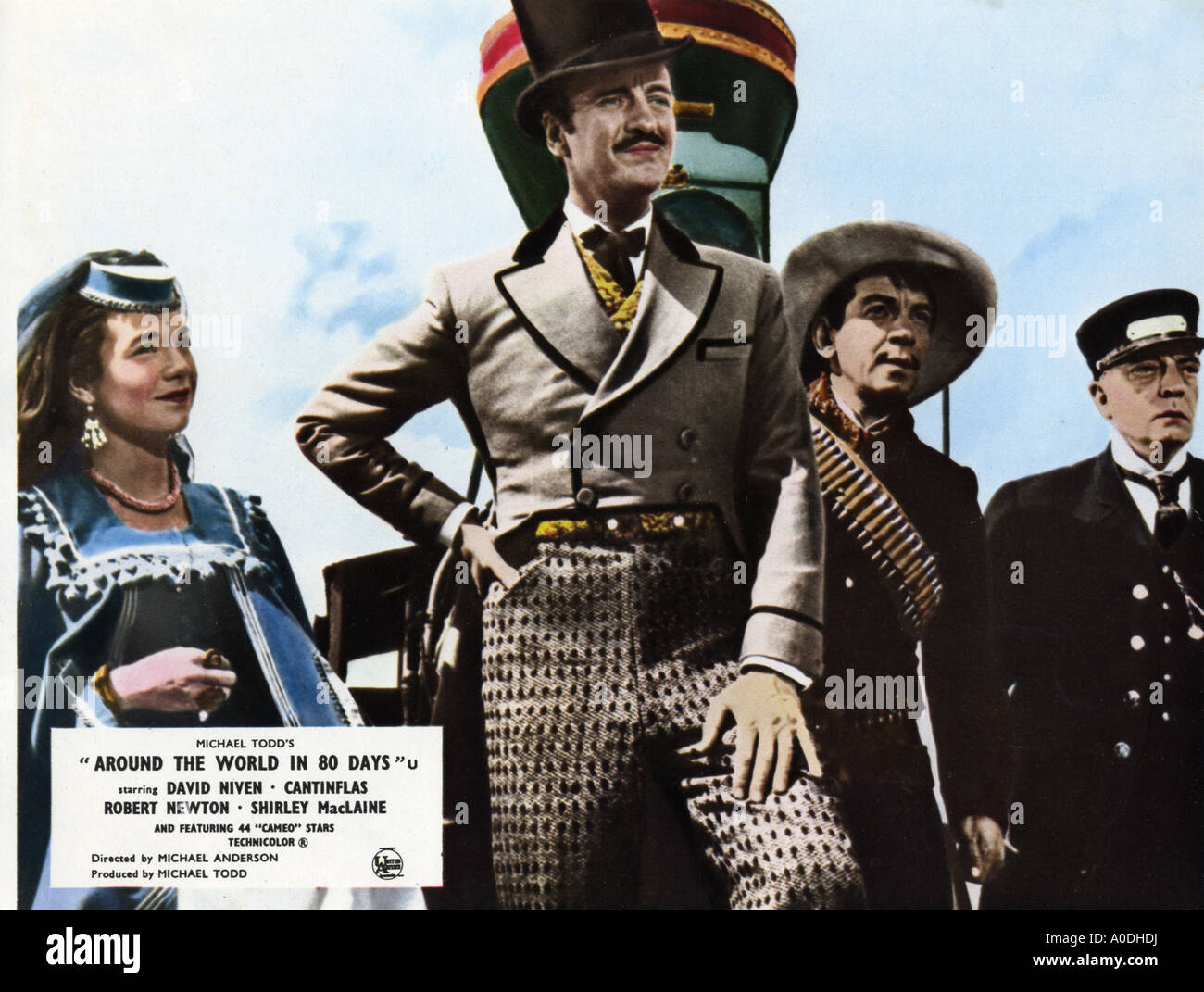 Le TOUR DU MONDE EN 80 JOURS 1956 UA film avec de gauche Shirley Maclaine, David Niven, Cantinflas et Buster Keaton Banque D'Images