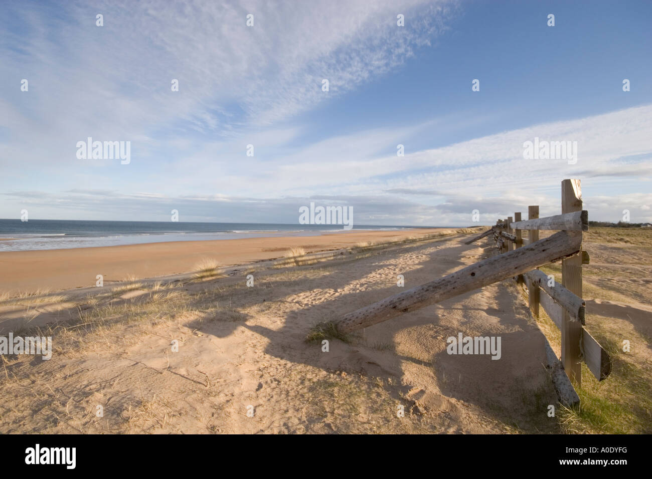 Scène de plage de sable déserte avec CIEL BLEU Banque D'Images