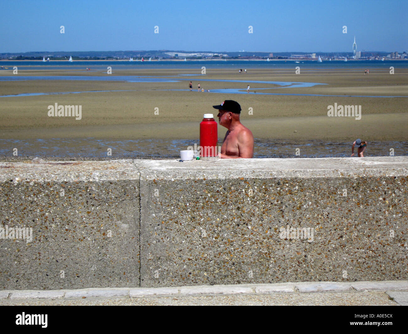 Anglais Maison de vacances sur l'île de Wight 2006 Sex,été, jour, vacances, voyages, île de Wight, côté Mer, plage, sable, bleu ciel, Banque D'Images