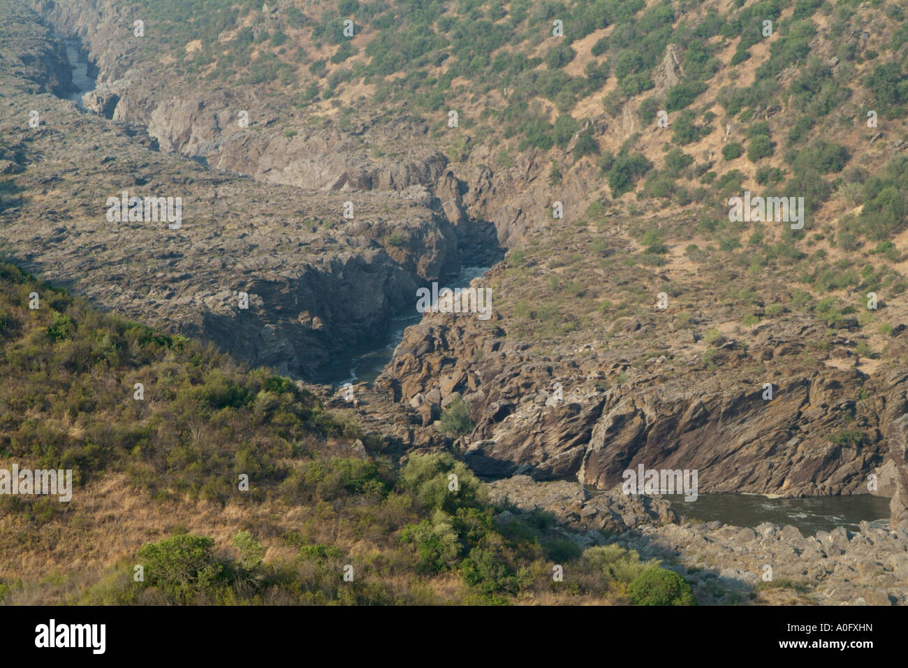 Vue aérienne de la "Vallée du Guadiana à la "Pulo do Lobo' Banque D'Images