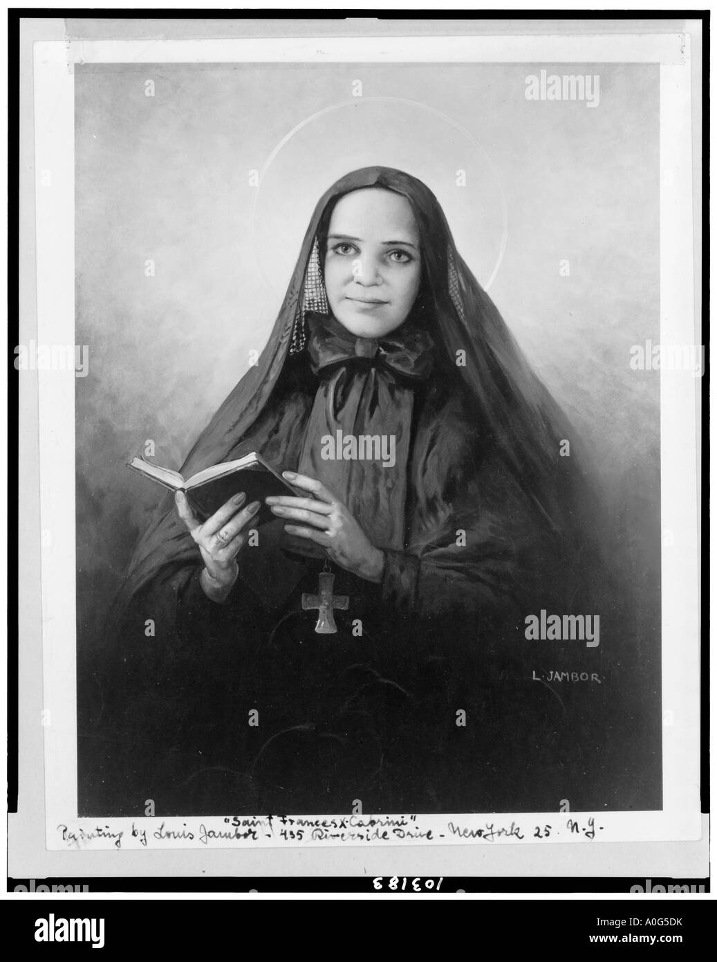 Portrait assis de sainte Francesca Saverio Cabrini saint patron des immigrants émigrants les administrateurs de l'hôpital des orphelins Banque D'Images