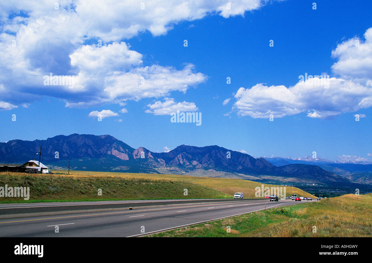 Colorado Northwestern United States Highway 36 de Denver à Boulder, Rocky Mountain National Park The Rockies.East-West Highway, US route 36, États-Unis Banque D'Images