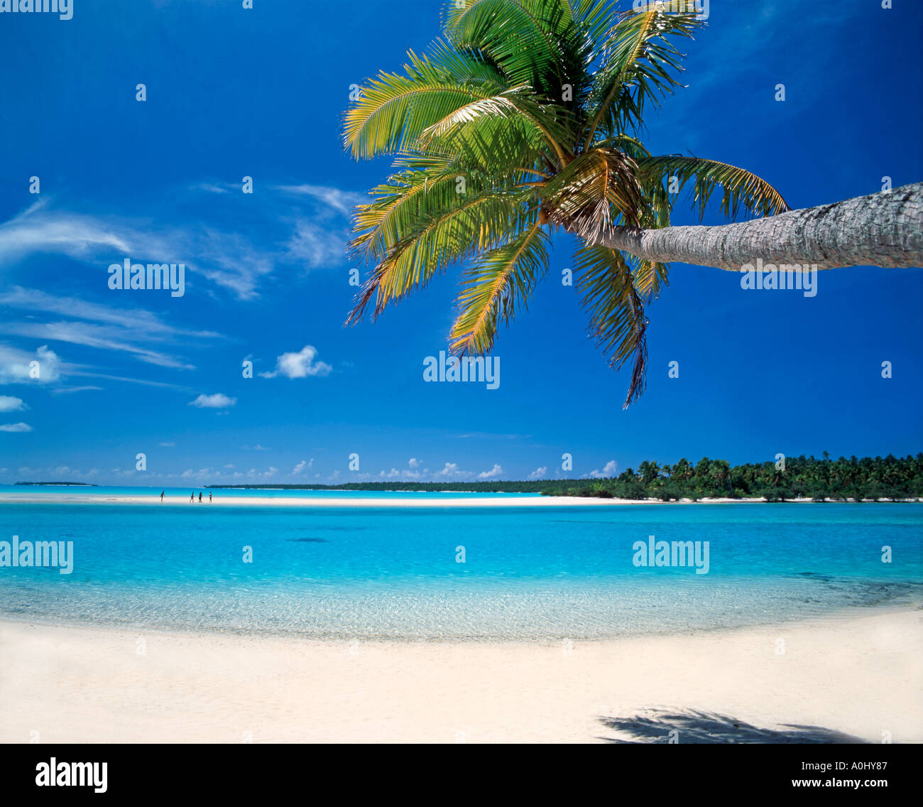 Pacifique Sud Îles Cook Aitutaki Lagoon Un pied Island dream beach cristal de l'eau claire Banque D'Images