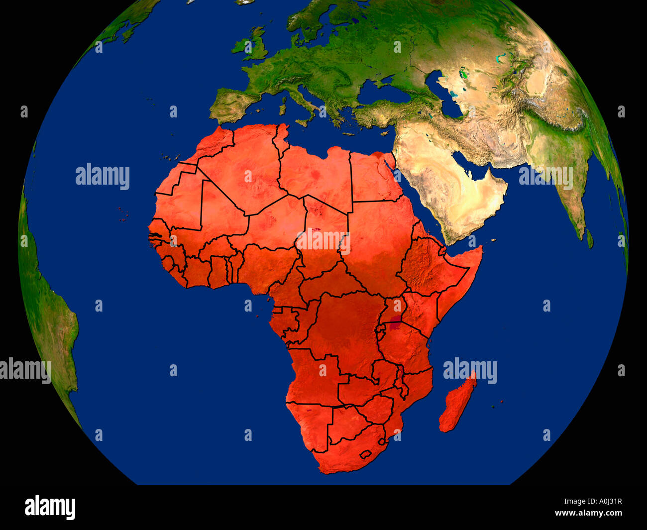 Image satellite de l'Afrique en surbrillance Banque D'Images