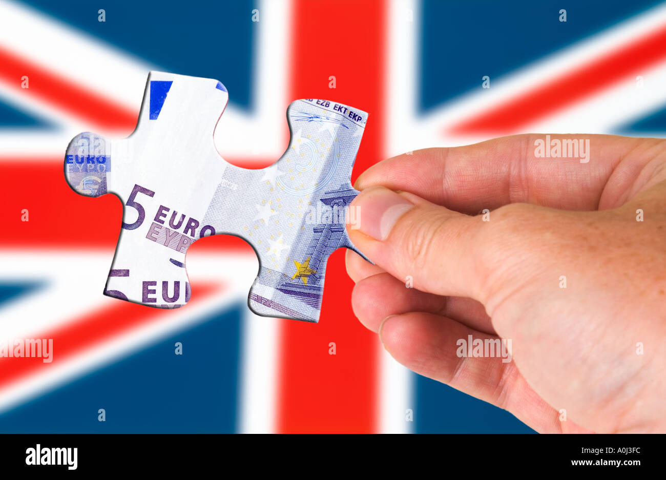 Puzzle de l'euro et l'Union Jack flag Banque D'Images