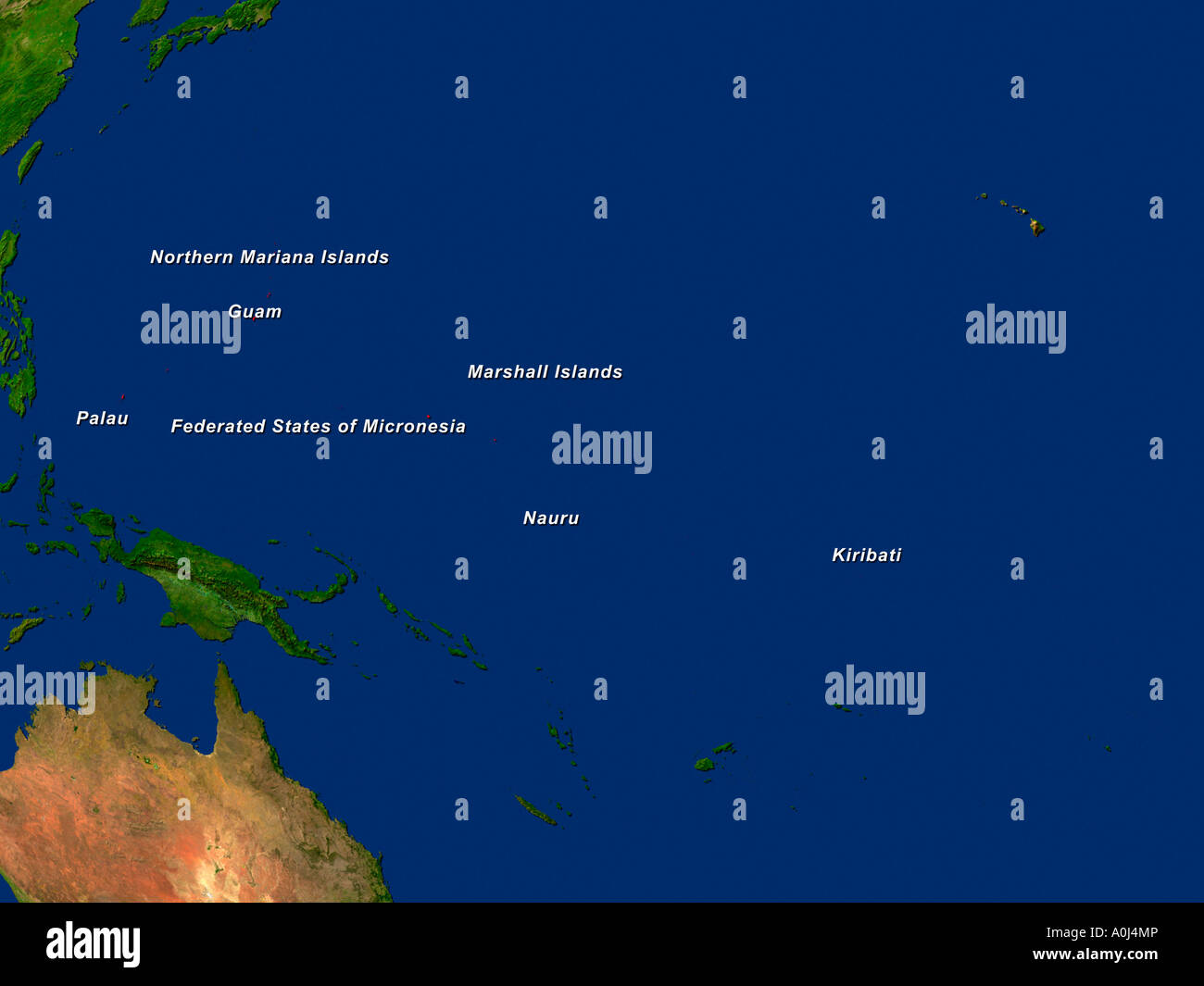 Image satellite de Micronésie en surbrillance Banque D'Images